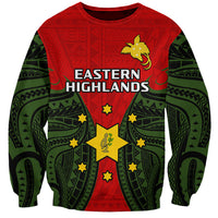 (Custom Personalised) Papua New Guinea Sweatshirt Eastern Highlands Province Mix Coat Of Arms Polynesian Art LT14 Unisex Red - Polynesian Pride