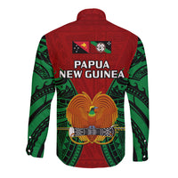 Papua New Guinea Long Sleeve Button Shirt East New Britain Province Mix Coat Of Arms Polynesian Art LT14 - Polynesian Pride