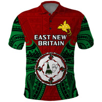 Custom Papua New Guinea Polo Shirt East New Britain Province Mix Coat Of Arms Polynesian Art LT14 Red - Polynesian Pride