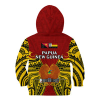 Papua New Guinea Kid Hoodie Madang Province Mix Coat Of Arms Polynesian Art LT14 Zip Hoodie Red - Polynesian Pride