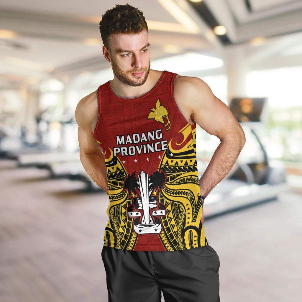 Papua New Guinea Men Tank Top Madang Province Mix Coat Of Arms Polynesian Art LT14 - Polynesian Pride