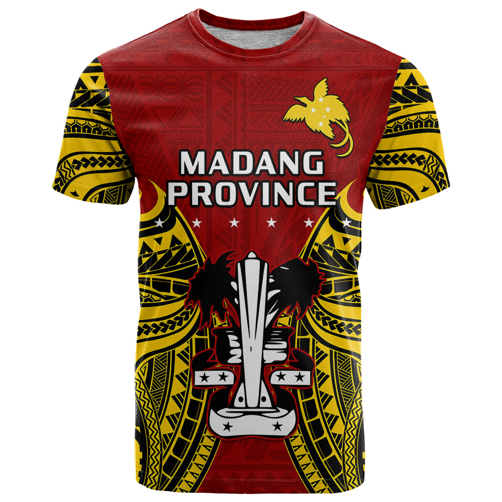 Papua New Guinea T Shirt Madang Province Mix Coat Of Arms Polynesian Art LT14 Red - Polynesian Pride