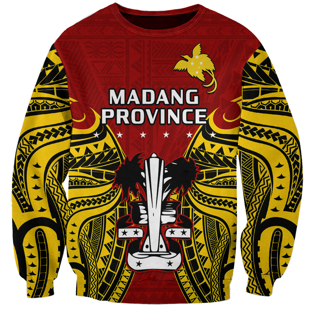 (Custom Personalised) Papua New Guinea Sweatshirt Madang Province Mix Coat Of Arms Polynesian Art LT14 Unisex Red - Polynesian Pride