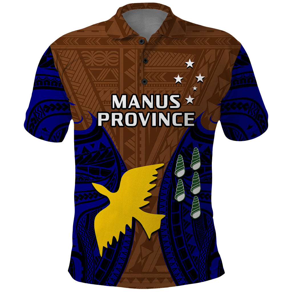 Papua New Guinea Polo Shirt Manus Province Mix Coat Of Arms Polynesian Art LT14 Brown - Polynesian Pride