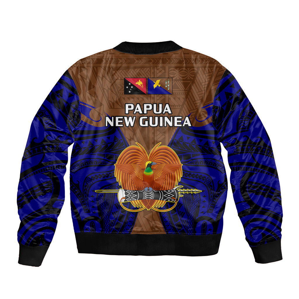 Papua New Guinea Sleeve Zip Bomber Jacket Manus Province Mix Coat Of Arms Polynesian Art LT14 - Polynesian Pride