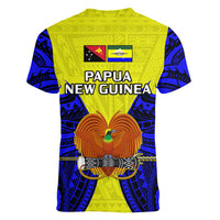 Papua New Guinea Women V Neck T Shirt Morobe Province Mix Coat Of Arms Polynesian Art LT14 - Polynesian Pride