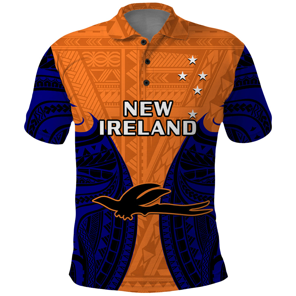 Papua New Guinea Polo Shirt New Ireland Province Mix Coat Of Arms Polynesian Art LT14 Orange - Polynesian Pride