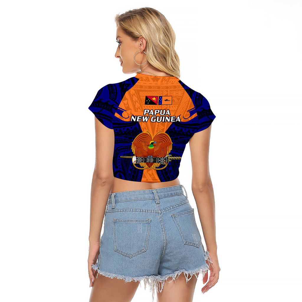 Papua New Guinea Raglan Cropped T Shirt New Ireland Province Mix Coat Of Arms Polynesian Art LT14 - Polynesian Pride