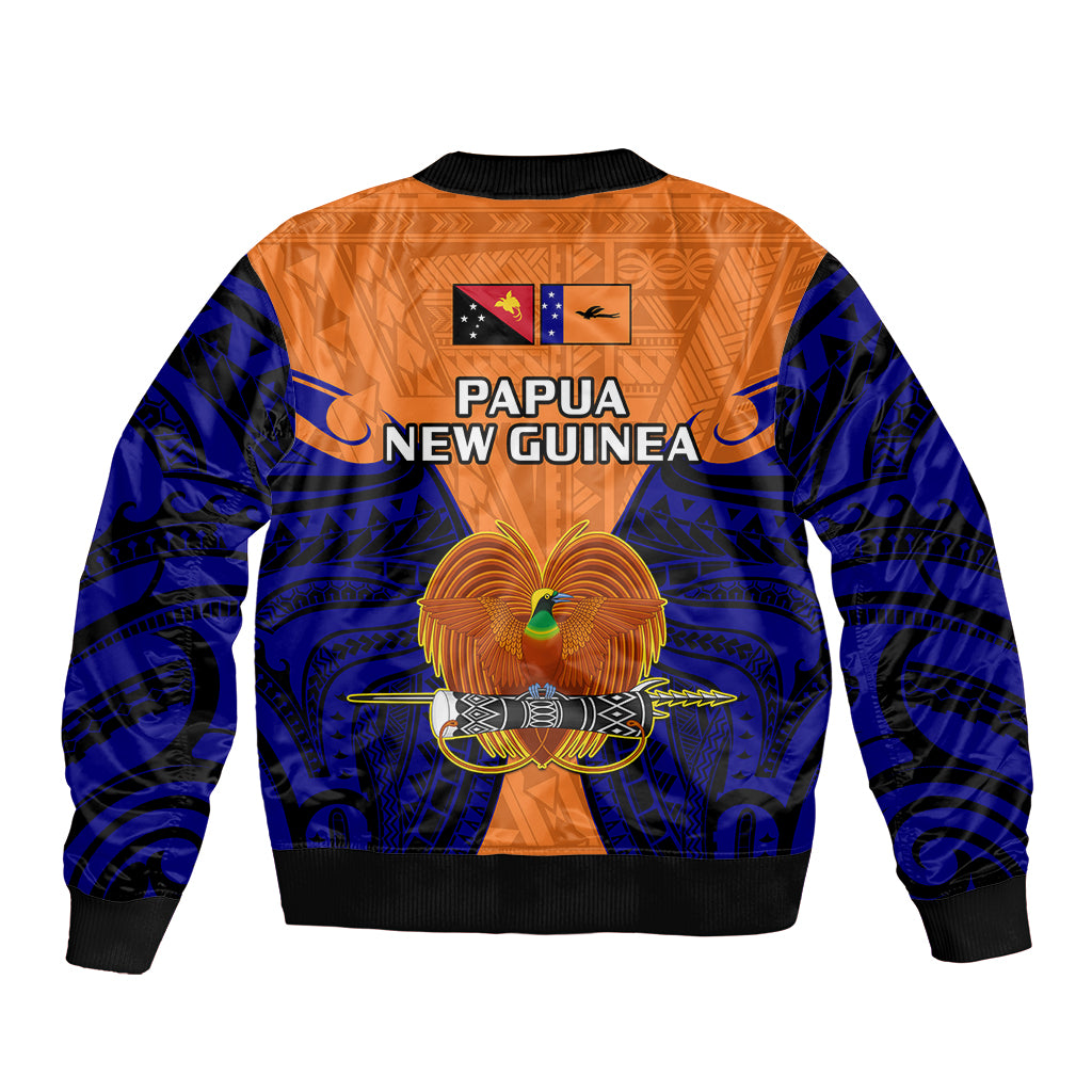 Papua New Guinea Sleeve Zip Bomber Jacket New Ireland Province Mix Coat Of Arms Polynesian Art LT14 - Polynesian Pride
