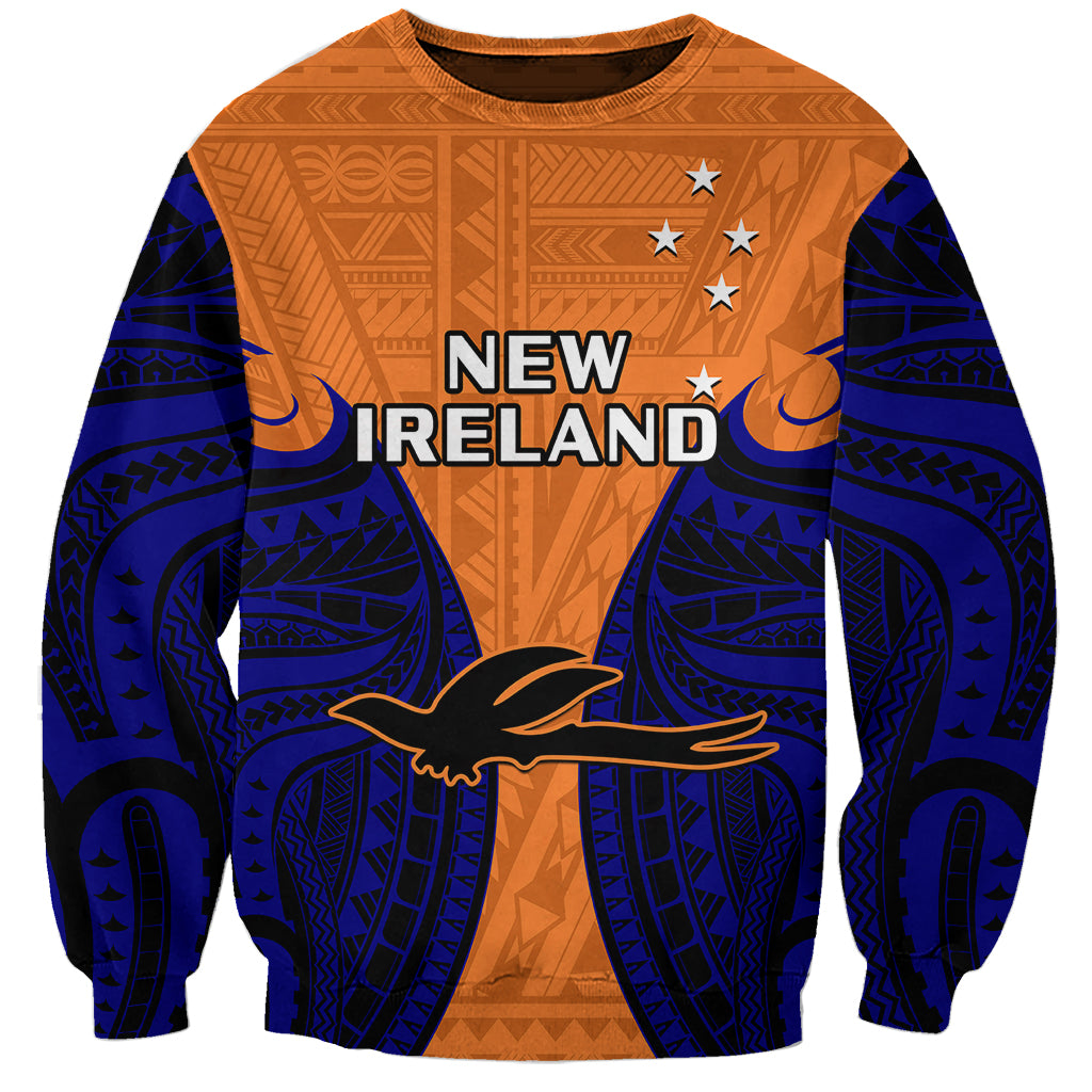Papua New Guinea Sweatshirt New Ireland Province Mix Coat Of Arms Polynesian Art LT14 Unisex Orange - Polynesian Pride