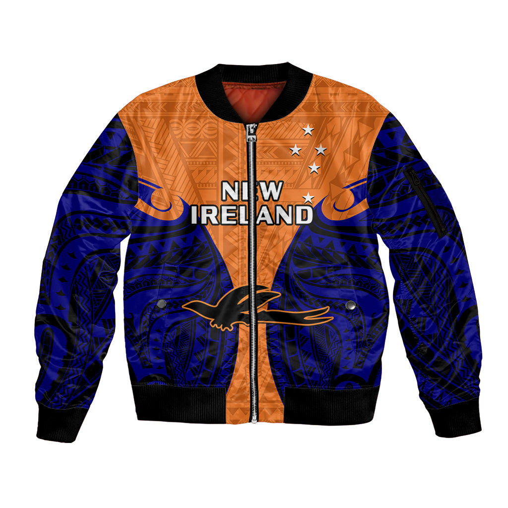 (Custom Personalised) Papua New Guinea Sleeve Zip Bomber Jacket New Ireland Province Mix Coat Of Arms Polynesian Art LT14 Unisex Orange - Polynesian Pride