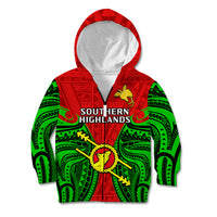 Papua New Guinea Kid Hoodie Southern Highlands Province Mix Coat Of Arms Polynesian Art LT14 - Polynesian Pride