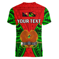 (Custom Personalised) Papua New Guinea Women V Neck T Shirt Southern Highlands Province Mix Coat Of Arms Polynesian Art LT14 - Polynesian Pride