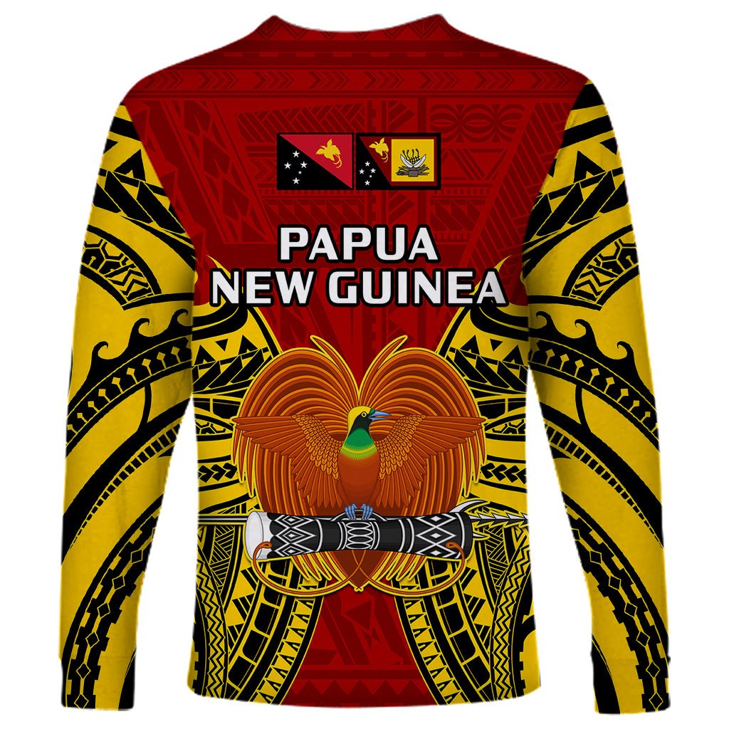 Papua New Guinea Long Sleeve Shirt Western Province Mix Coat Of Arms Polynesian Art LT14 - Polynesian Pride