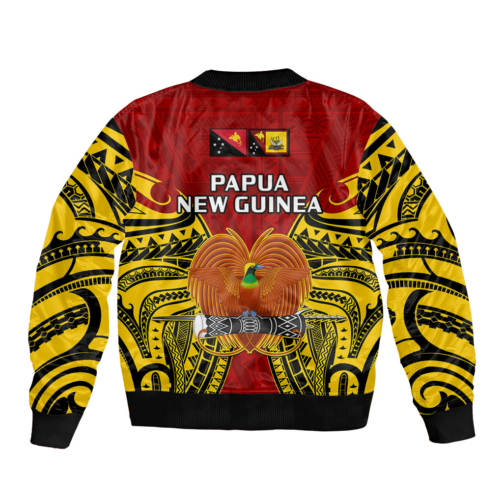 Papua New Guinea Sleeve Zip Bomber Jacket Western Province Mix Coat Of Arms Polynesian Art LT14 - Polynesian Pride