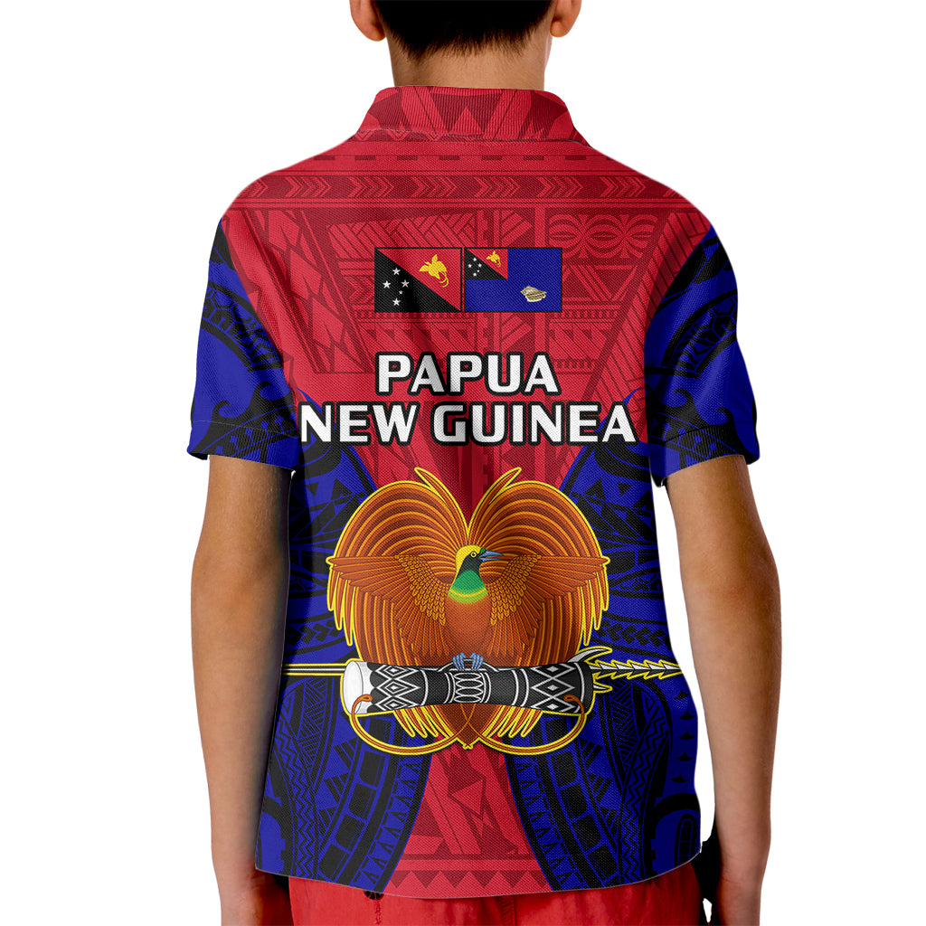 Papua New Guinea Kid Polo Shirt West New Britain Province Mix Coat Of Arms Polynesian Art LT14 - Polynesian Pride