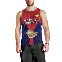 Papua New Guinea Men Tank Top West New Britain Province Mix Coat Of Arms Polynesian Art LT14 - Polynesian Pride