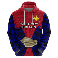 Custom Papua New Guinea Hoodie West New Britain Province Mix Coat of Arms Polynesian Art LT14 Zip Hoodie Red - Polynesian Pride