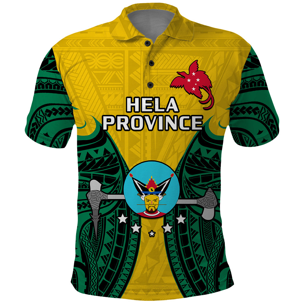 Papua New Guinea Polo Shirt Hela Province Mix Coat Of Arms Polynesian Art LT14 Yellow - Polynesian Pride
