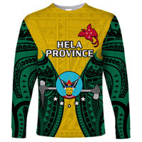 (Custom Personalised) Papua New Guinea Long Sleeve Shirt Hela Province Mix Coat Of Arms Polynesian Art LT14 Unisex Yellow - Polynesian Pride