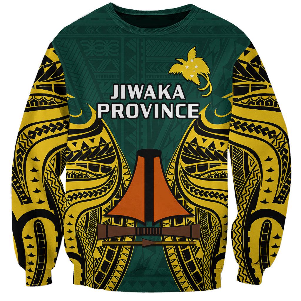 Papua New Guinea Sweatshirt Jiwaka Province Mix Coat Of Arms Polynesian Art LT14 Unisex Green - Polynesian Pride