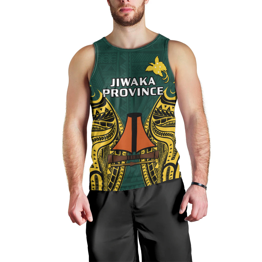 (Custom Personalised) Papua New Guinea Men Tank Top Jiwaka Province Mix Coat Of Arms Polynesian Art LT14 - Polynesian Pride