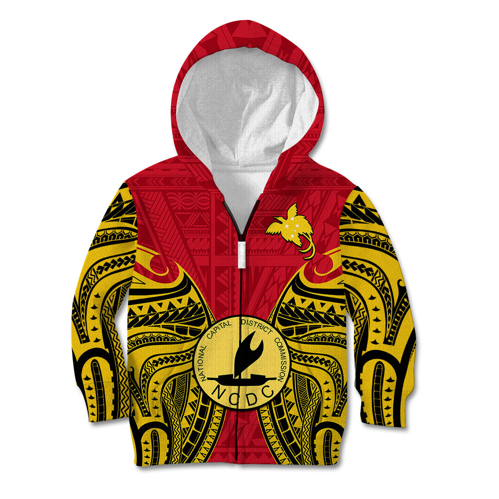 Papua New Guinea Kid Hoodie National Capital District Mix Coat Of Arms Polynesian Art LT14 - Polynesian Pride
