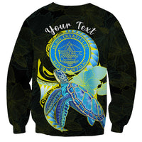 (Custom Personalised) Palau Sweatshirt Hibiscus Turtle Mix Coat Of Arms Black Version LT14 - Polynesian Pride