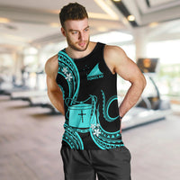 Tokelau Men Tank Top Tokelauan Tatau With Badge Light Turquoise LT14 - Polynesian Pride