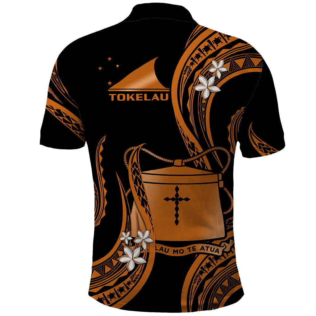 Tokelau Polo Shirt Tokelauan Tatau With Badge Gold LT14 - Polynesian Pride