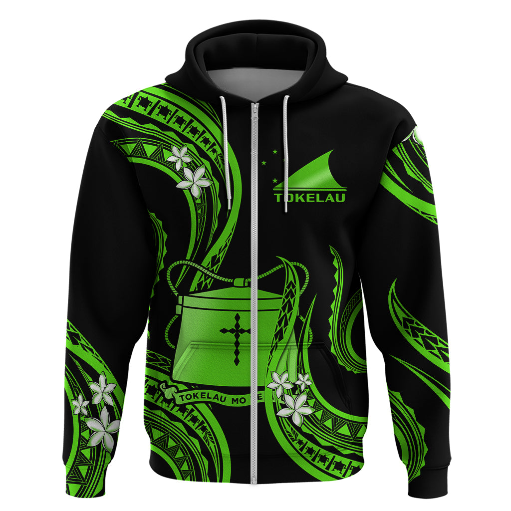Tokelau Hoodie Tokelauan Tatau With Badge Green LT14 - Polynesian Pride