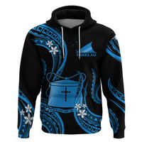 Tokelau Hoodie Tokelauan Tatau With Badge Blue LT14 - Polynesian Pride