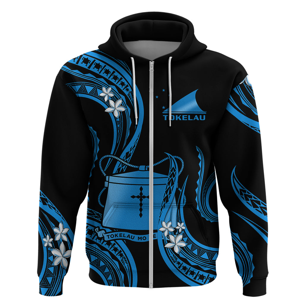 Tokelau Hoodie Tokelauan Tatau With Badge Blue LT14 - Polynesian Pride