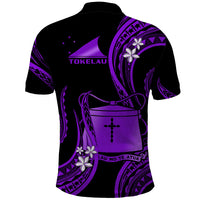 Tokelau Polo Shirt Tokelauan Tatau With Badge Purple LT14 - Polynesian Pride
