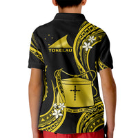 Tokelau Kid Polo Shirt Tokelauan Tatau With Badge Yellow LT14 - Polynesian Pride