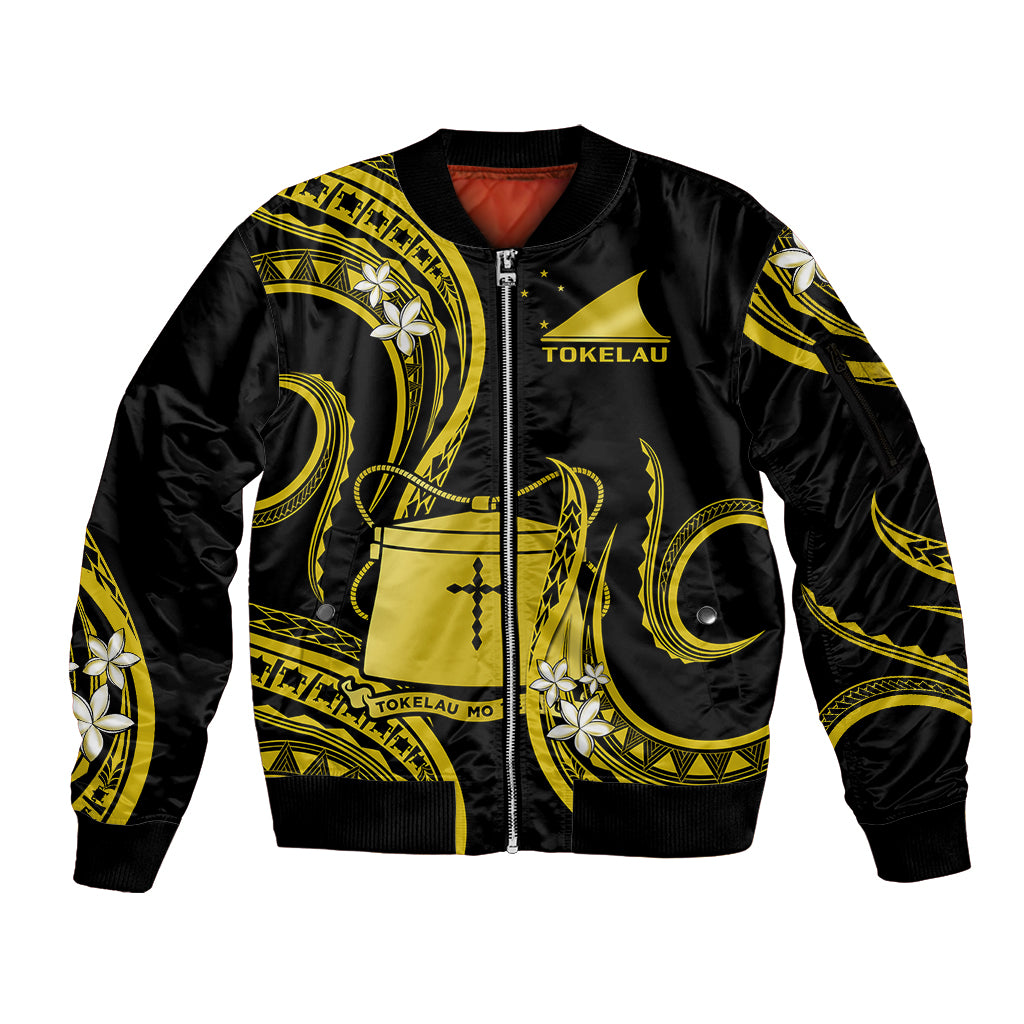 Tokelau Sleeve Zip Bomber Jacket Tokelauan Tatau With Badge Yellow LT14 Unisex Yellow - Polynesian Pride