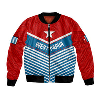 (Custom Personalised) West Papua Bomber Jacket Coat Of Arms And Morning Star Flag LT14 Unisex Blue - Polynesian Pride
