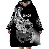 (Custom Personalised) Samoa Wearable Blanket Hoodie Ula Fala Kava Bowl Plumeria Polynesian Black LT14 - Polynesian Pride