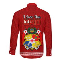 Tonga Fathers Day Long Sleeve Button Shirt Red Tongan Ngatu I Love You Dad LT14 - Polynesian Pride