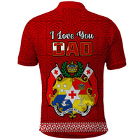 Tonga Fathers Day Polo Shirt Red Tongan Ngatu I Love You Dad LT14 - Polynesian Pride
