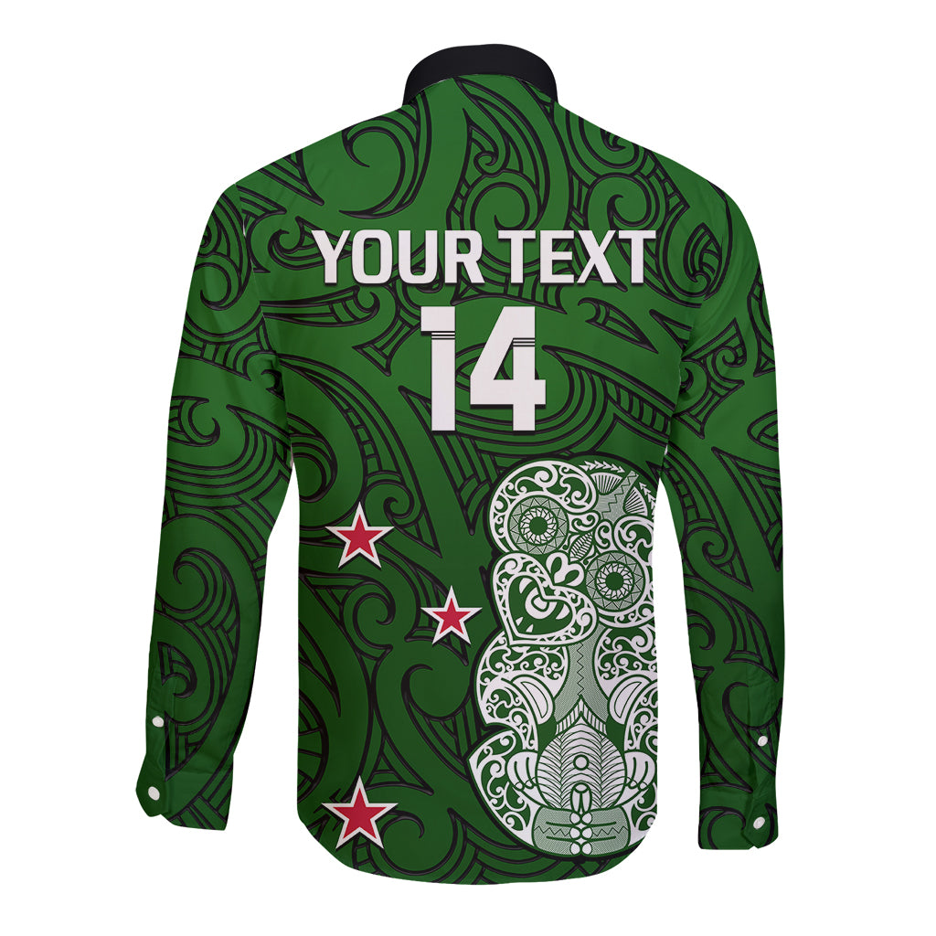 (Custom Text And Number) Aotearoa Rugby Long Sleeve Button Shirt All Stars New Zealand Tiki Maori LT14 - Polynesian Pride