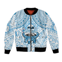 Fiji Tanoa Bomber Jacket Kava Bowl Fijian Tapa Blue Pattern LT14 Unisex Blue - Polynesian Pride