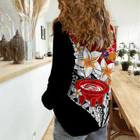 Tonga Kava Bowl Women Casual Shirt Tongan Kupesi Ngatu Pattern Black LT14 - Polynesian Pride