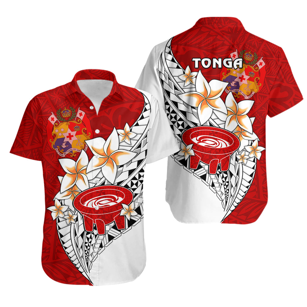 Tonga Kava Bowl Hawaiian Shirt Tongan Kupesi Ngatu Pattern White LT14 Red - Polynesian Pride