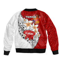 Tonga Kava Bowl Sleeve Zip Bomber Jacket Tongan Kupesi Ngatu Pattern White LT14 - Polynesian Pride