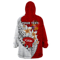 (Custom Personalised) Tonga Kava Bowl Wearable Blanket Hoodie Tongan Kupesi Ngatu Pattern White LT14 - Polynesian Pride