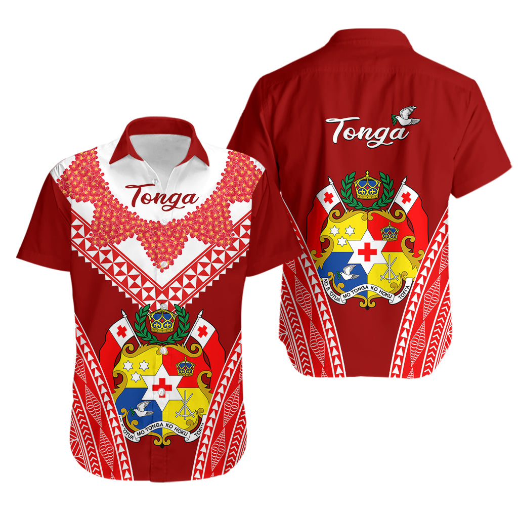 Tonga Heilala Flowers Hawaiian Shirt Tongan Ngatu White Special Verison LT14 Red - Polynesian Pride