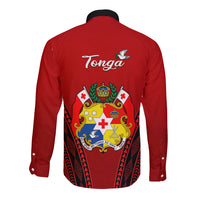 Tonga Heilala Flowers Long Sleeve Button Shirt Tongan Ngatu Black Special Verison LT14 - Polynesian Pride