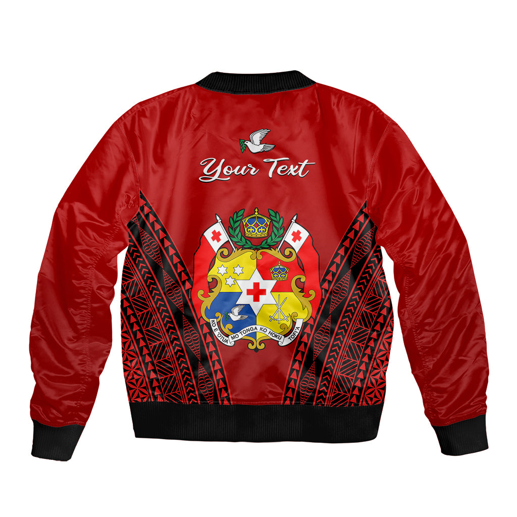 (Custom Personalised) Tonga Heilala Flowers Bomber Jacket Tongan Ngatu Black Special Verison LT14 - Polynesian Pride