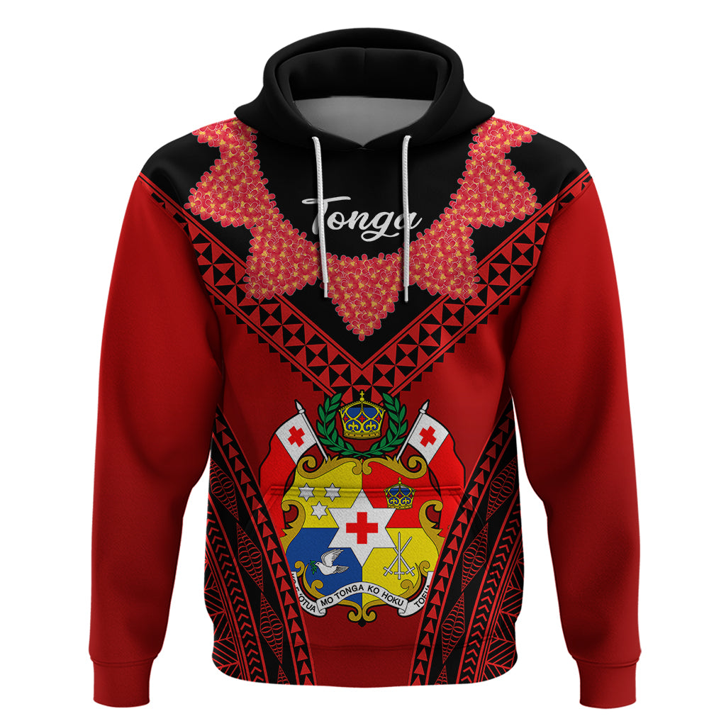 Custom Tonga Heilala Flowers Hoodie Tongan Ngatu Black Special Verison LT14 - Polynesian Pride